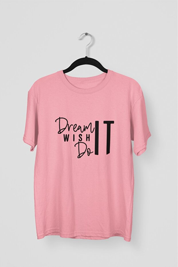 Men/Women -Dream Wish Do It- Transfer Printed Round Neck Short Sleeve Tee