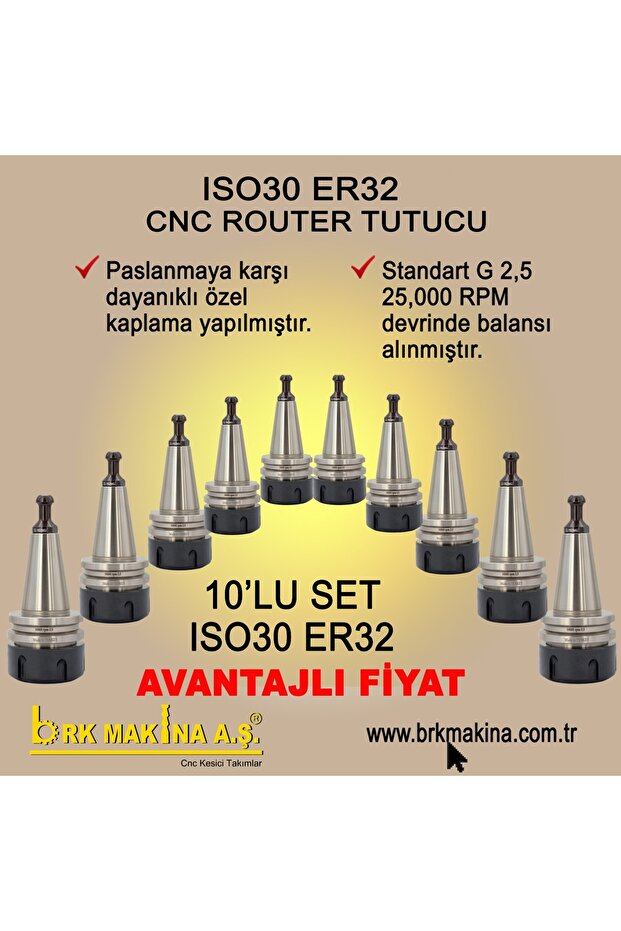 ISO30 ER32 CNC ROUTER TAKIM TUTUCU 10'LU SET - 1