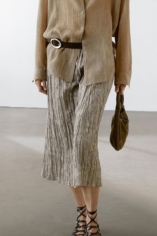 Fluid midi skirt with striped detail - 2