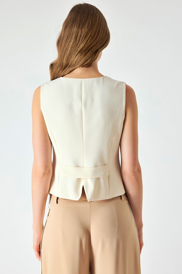 Çift renkli kruvaze yelek - 2