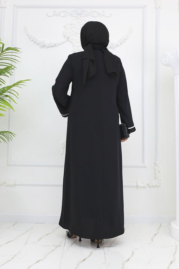 Siyah Dubai Ipeği Biyeli Ferace Mf-2269 - 9