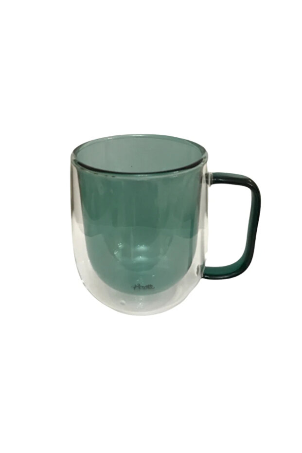 Double Wall Glass Mug Green Color