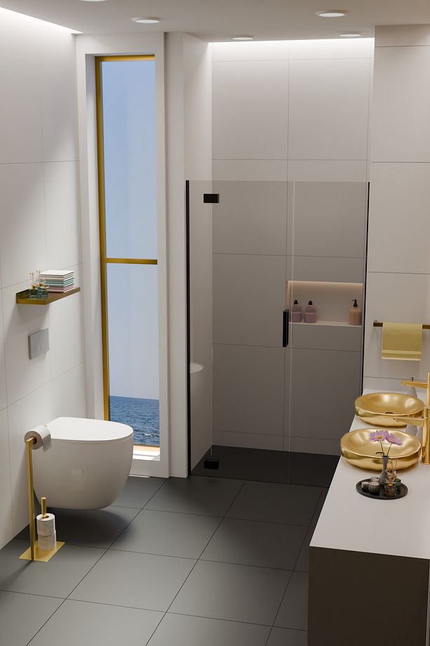 Yedek Bölmeli Ayaklı Metal Tuvalet Kağıtlığı WC Kağıtlık Altın Sarısı - 3