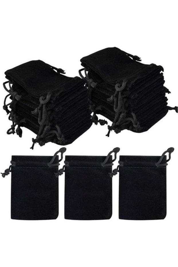 10Pcs Velvet Drawstring Bags Wedding Gift Bags Velvet Cloth Jewelry Pouches/Black H36xL25CM