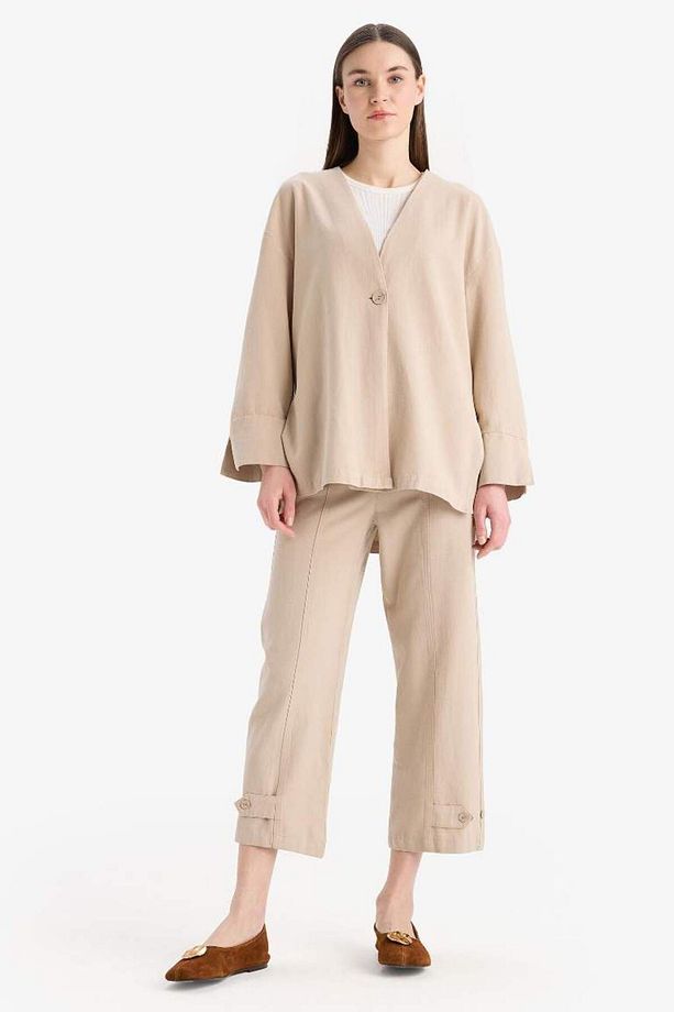 Keten Karışımlı Basic Düz Kısa Paça Harem Pantolon B7506ax25sp - 2