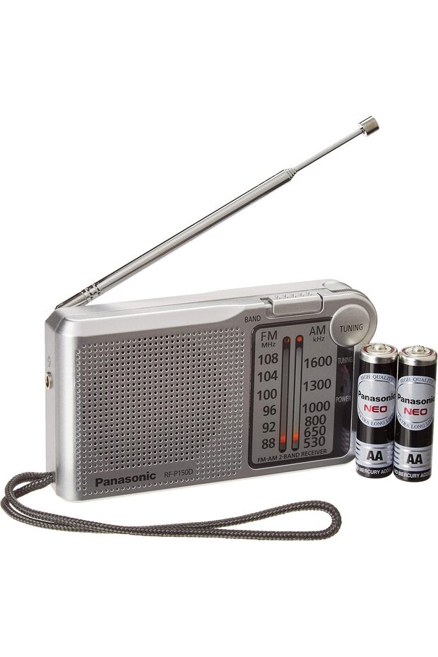 RFP-150D Battery Operated AM/FM Portable Pocket Size Radio (Silver/mat)