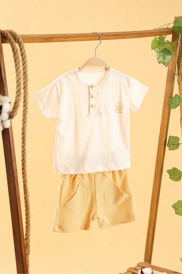 Girl Boy Baby Kids Cream Shorts Comfortable Suit Natural Cotton Trend Fashion Bottom Top Suit