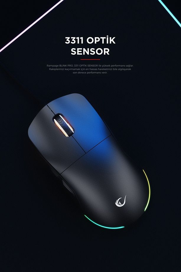 Blinkpro Bluetooth-kablosuz-kablolu Rgb Şarjlı 24000 Dpı 3311 Hafif Gaming Mouse Oyuncu Mouse Siyah - 6