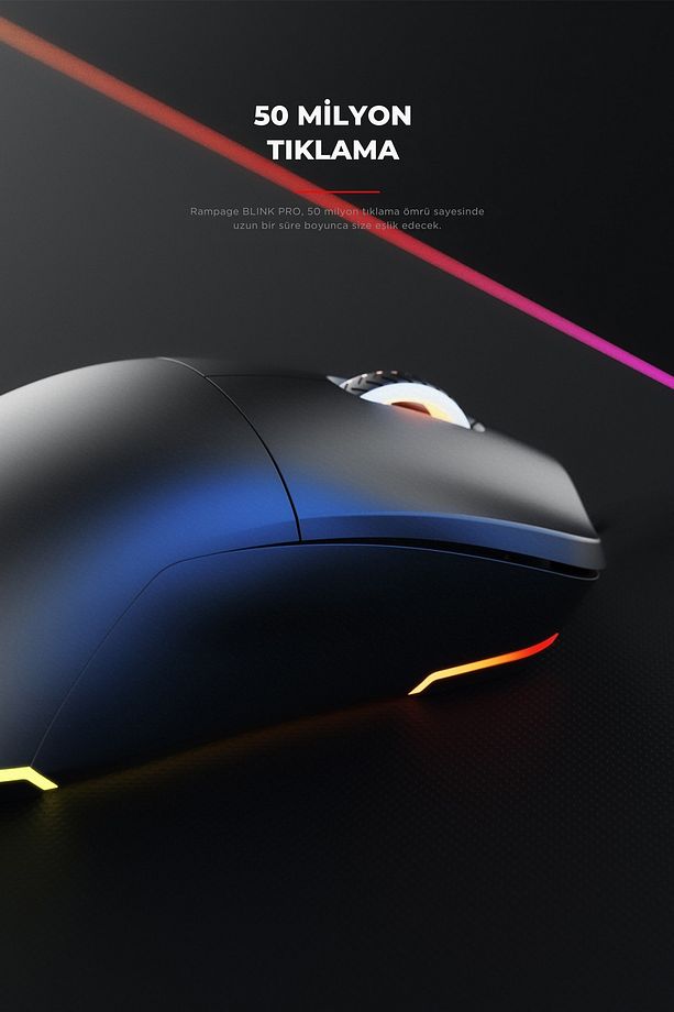 Blinkpro Bluetooth-kablosuz-kablolu Rgb Şarjlı 24000 Dpı 3311 Hafif Gaming Mouse Oyuncu Mouse Siyah - 4