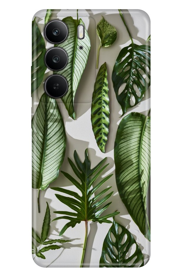 C75 (Rmx3941) Case Decorative Silicone Printed Cover 4D Green Leaves