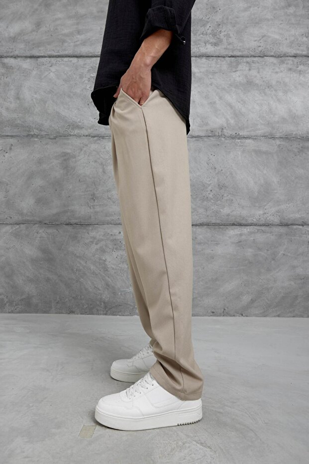 Krem W11 Kumaş Baggy Pantolon - 2
