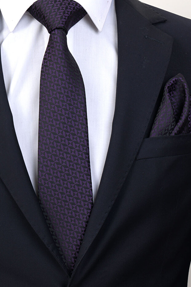 ربطة عنق منقوشة ومنديل - 3