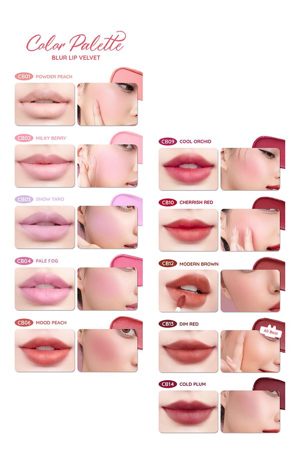 Kadife Yapılı Mat Ve Pigmentli Kalıcı Tint Ruj ve Allık CB13 Dim Red (Koyu Kırmızı) - 2.3 gr - 2