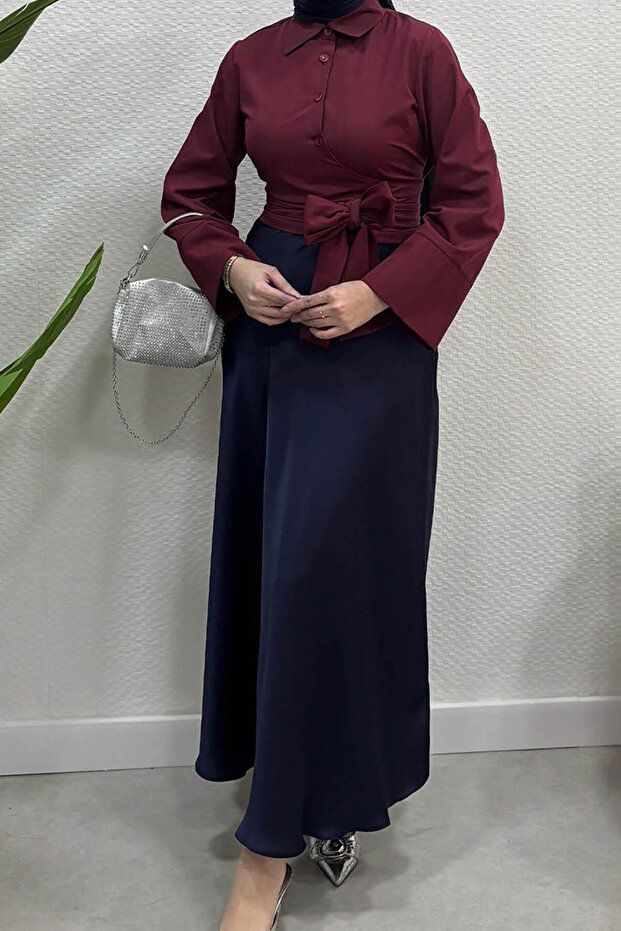 Kadın Basic Tesettür Saten Etek - 1