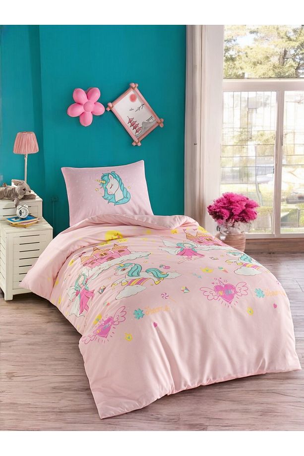 Teen Nevresim Seti Tek Kişilik Mystic Unicorn Pembe - 1