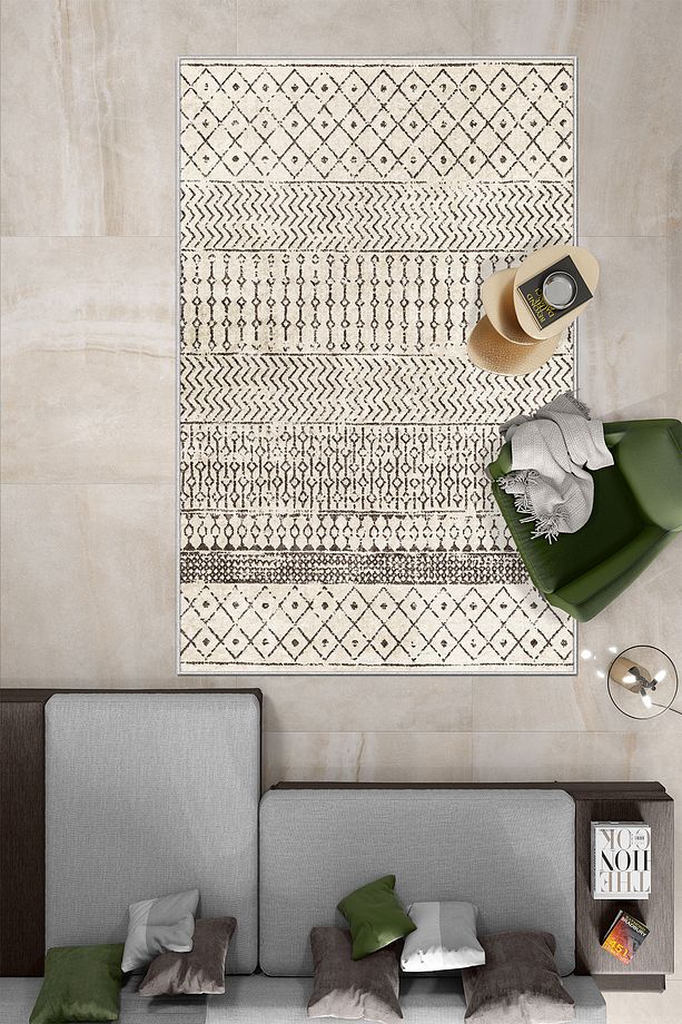 Makinede Yıkanabilir Kaymaz Taban Leke Tutmaz Krem Salon Halısı Mutfak Halısı ve Yolluk - 2