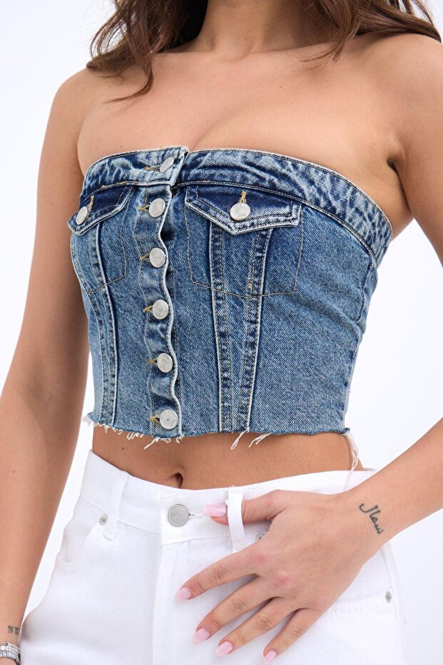 Kadın Kot Bluz-mavi - 5