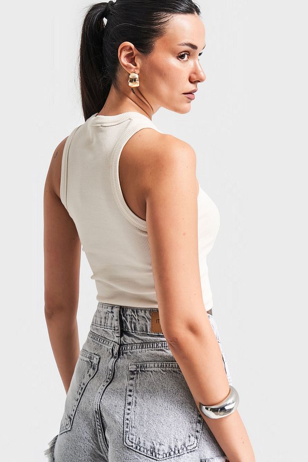 Kadın Gri Renk Luna 3s5-12 %100 Koton Süper Mini Püsküllü Paça Denim Şort - 6