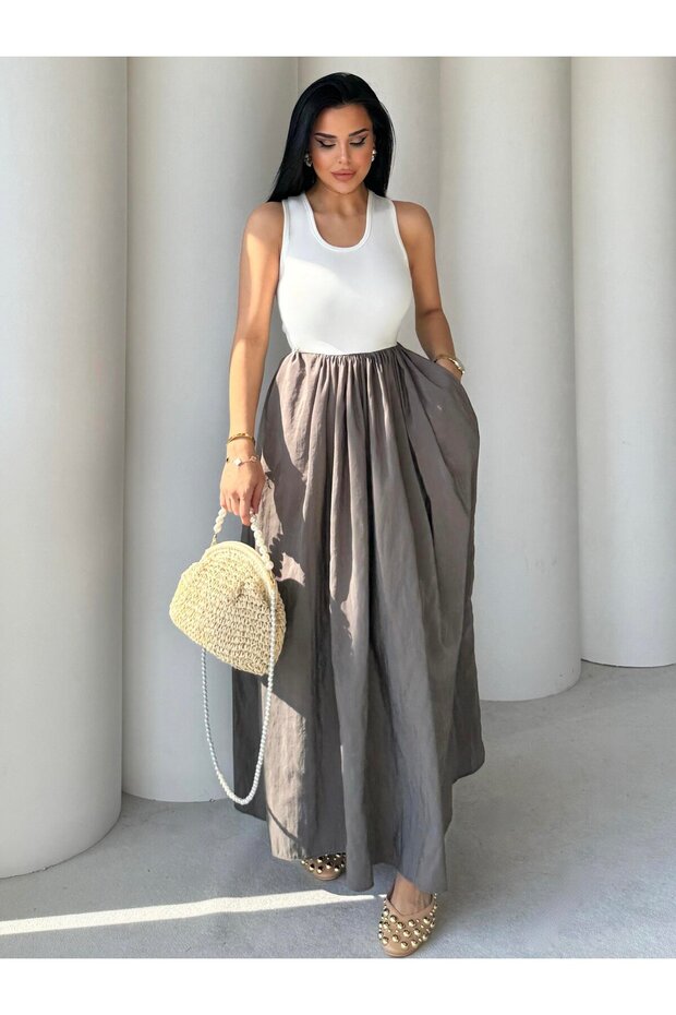 Anthracite Bolit Bol Cut Summer Long Dress 7317
