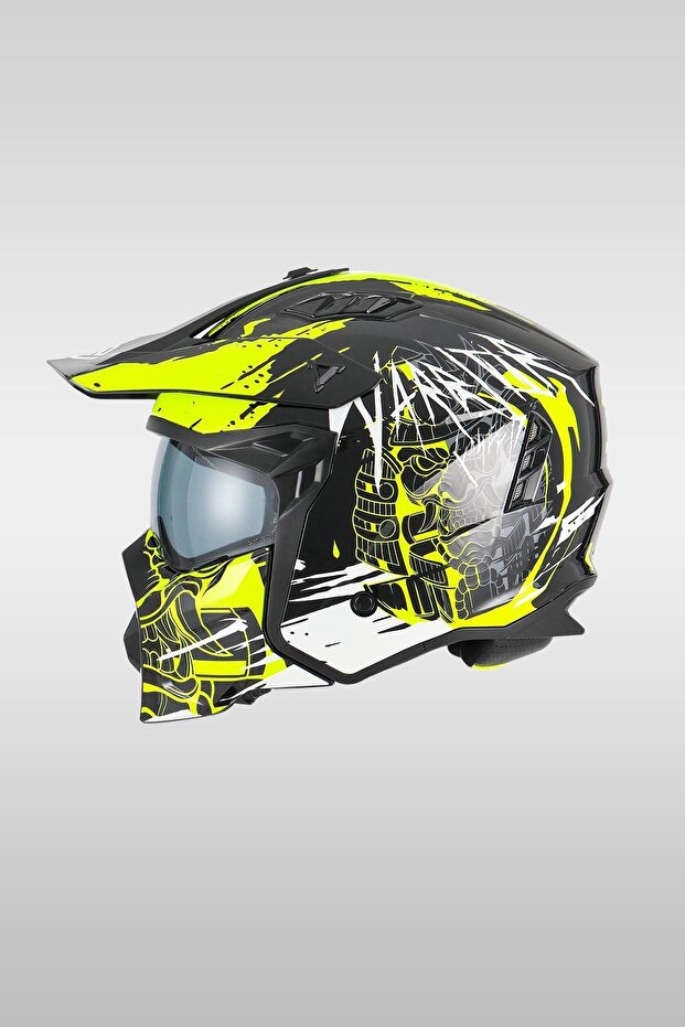 Sw X1-x Seul Warrıor Matt Black Yellow White Modüler Kask - 1