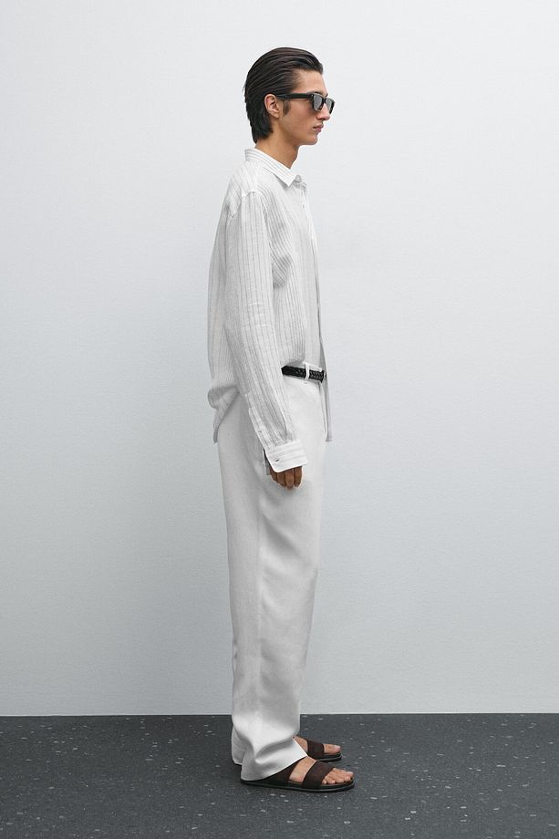 %100 keten regular fit gömlek - 5