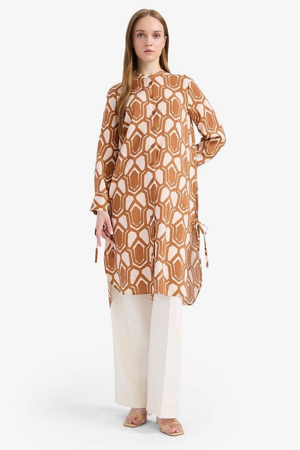 Regular Fit Deseneli Uzun Kollu Gömlek Tunik F2183ax25sm - 1