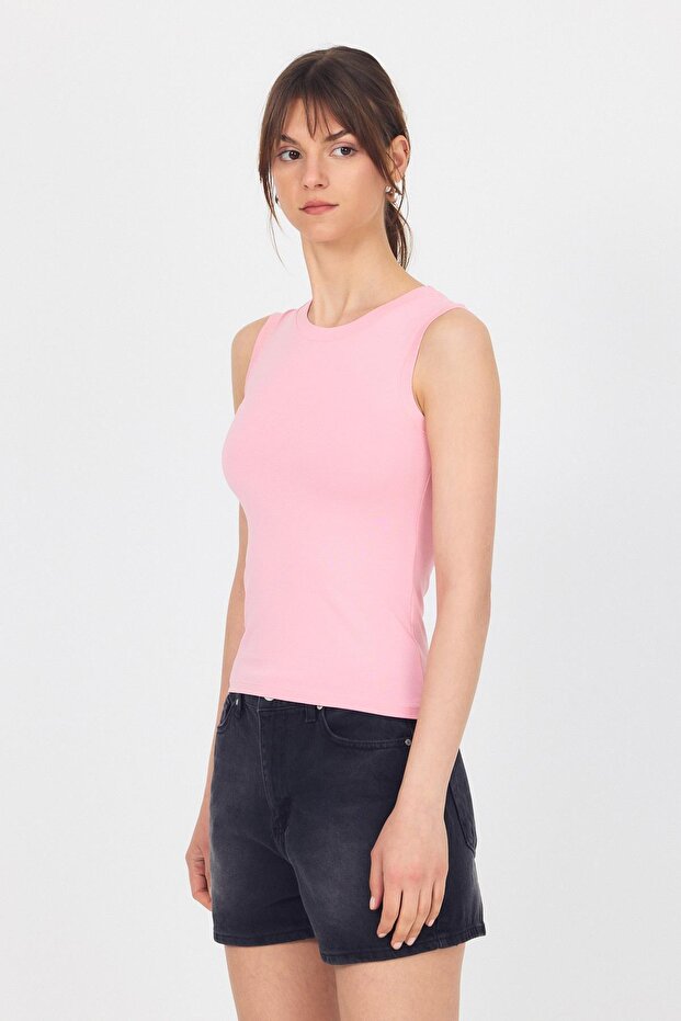 Pink Crew Neck Sleeveless Undershirt 319 - 8