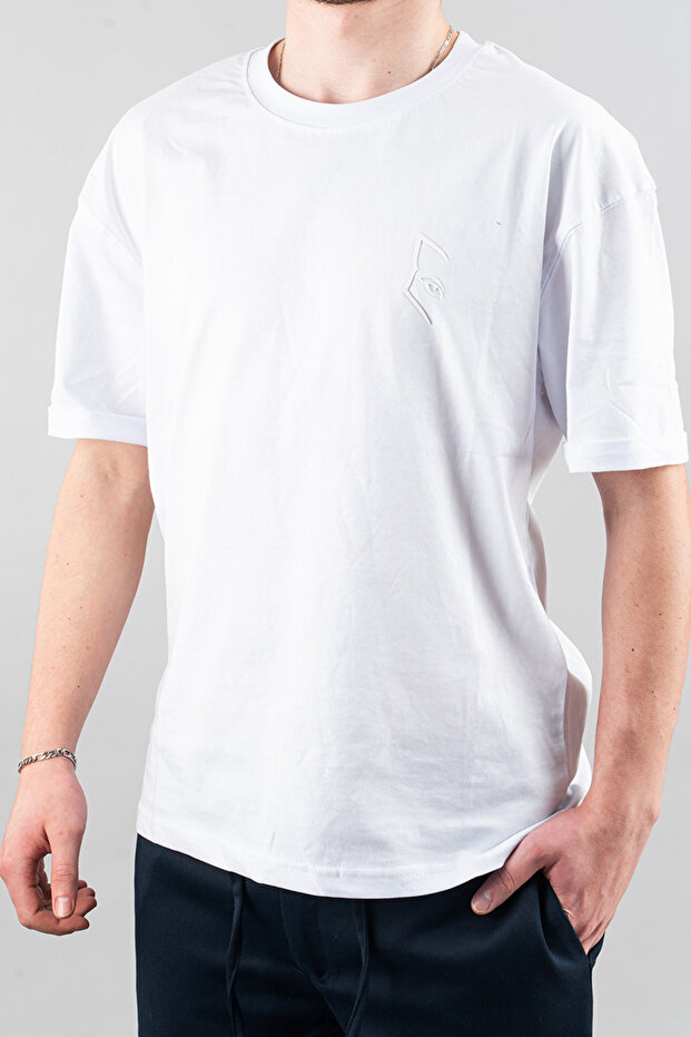 Erkek Beyaz Basic T-shirt - 3