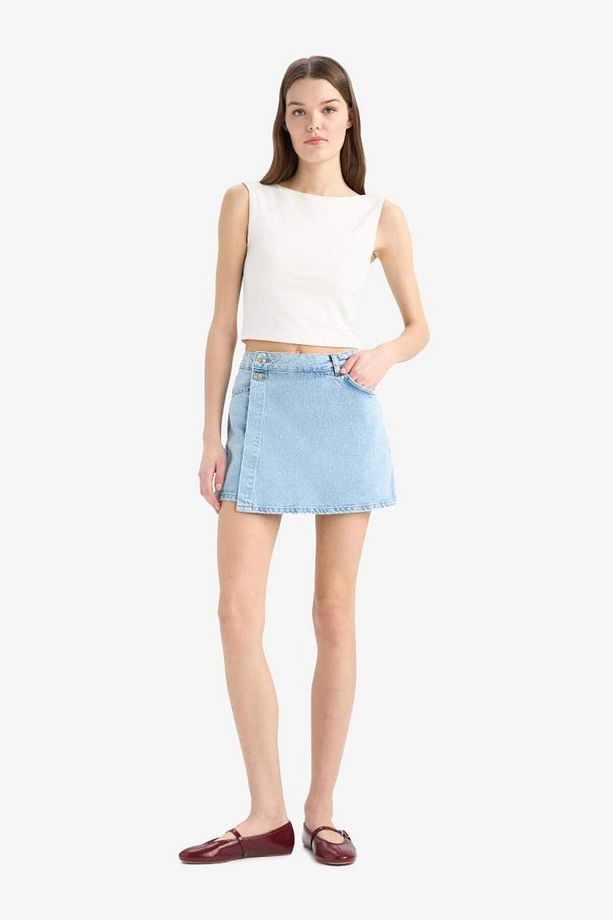 Yüksek Bel Cepli Mini Jean Şort Etek E4697ax25sm - 5