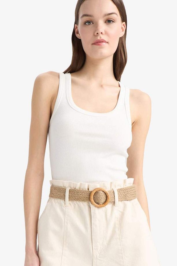 Paperbag Yüksek Bel Katlamalı Paça Kemerli Jean Şort E0548ax25sm - 4