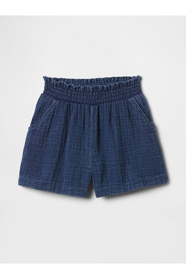 Kız Bebek Mavi Crinkle Gauze Pull-On Şort - 1