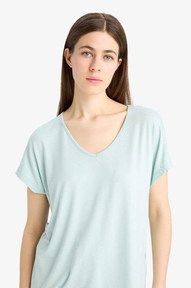 Pijama Takımı Viskon Kısa Kollu Üst Esnek Belli Uzun Alt-fall In Love E0264ax25sp - 5