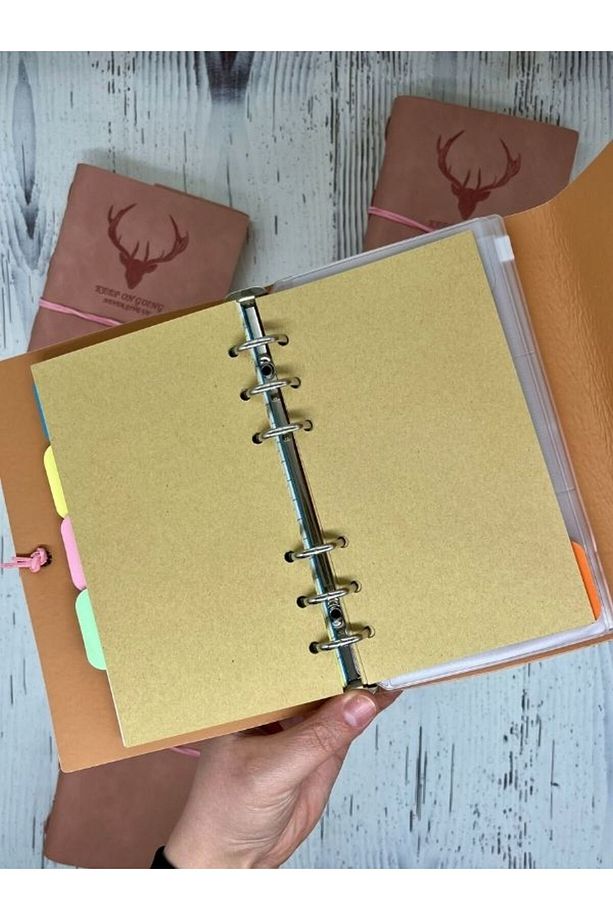 Keep On Going Binderli Deri Kapak Depolama Dosyalı Pembe Renk Özel Tasarım Ajanda/Notebook/Klasörlü - 5