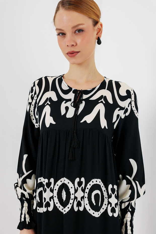 Rochie lungă cu model 1947 - M.Negru - 3