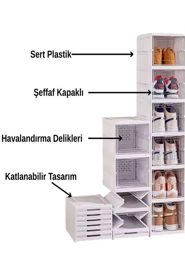 Katlanabilir Ayakkabılık, 6'lı Taşınabilir Ayakkabılık - - 2