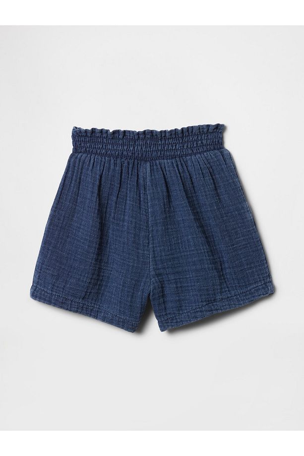 Kız Bebek Mavi Crinkle Gauze Pull-On Şort - 2