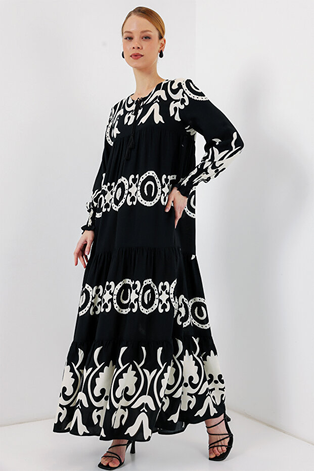 Rochie lungă cu model 1947 - M.Negru - 2