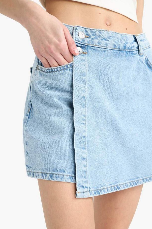 Yüksek Bel Cepli Mini Jean Şort Etek E4697ax25sm - 7