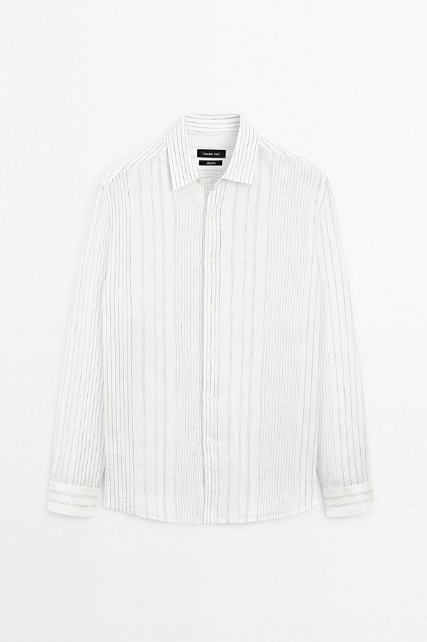 %100 keten regular fit gömlek - 6