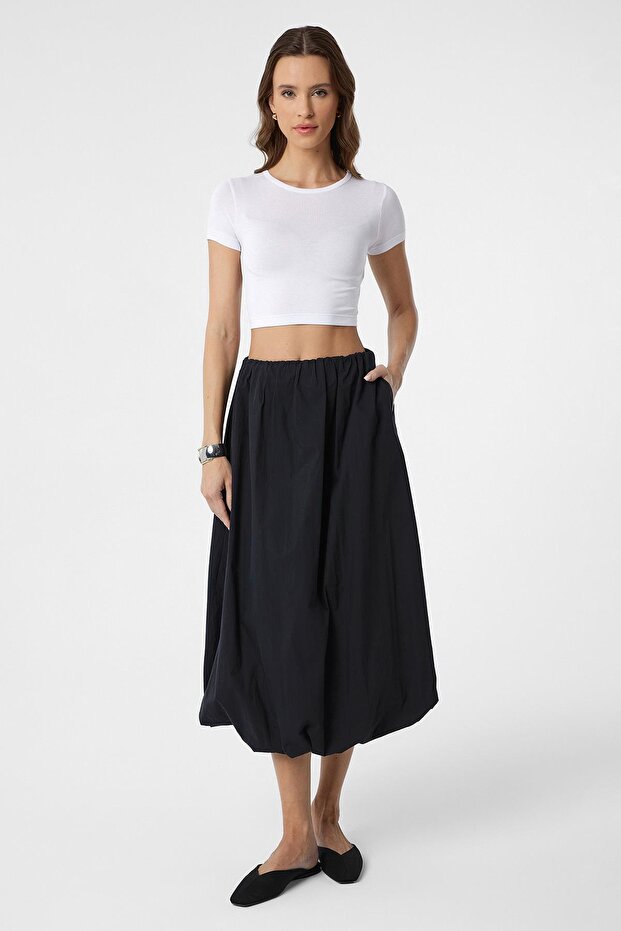 Beyaz Basic Crop Kadın Top - 2