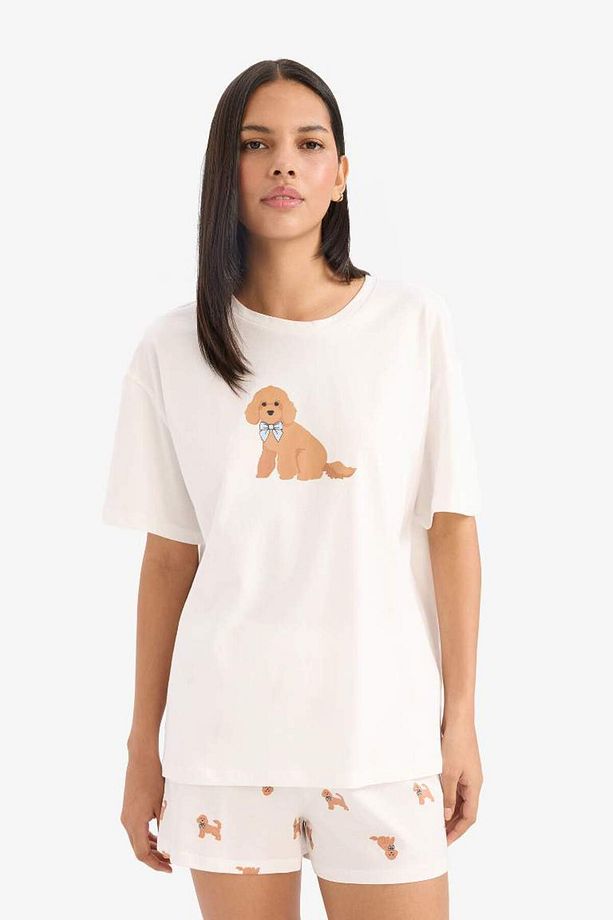 Pijama Takımı Kısa Kollu Üst Esnek Belli Şort-fall In Love E9826ax25sm - 4