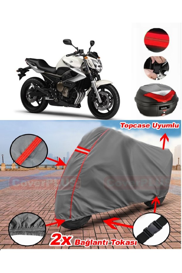 Yamaha Xj 600 Diversion Rear Bag Compatible Motor Tarpaulin Motorcycle Tarpaulin Red Stitched Gray
