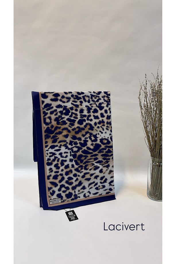 Şal - Moss Krep İpek Görünümlü Harika Şal Dökümlü Kaliteli Esnek Kumaş Moda Mağaza Leopar Desen - 1