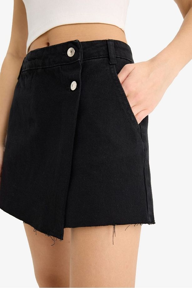 Yüksek Bel Cepli Mini Jean Şort Etek E4696ax25sm - 6