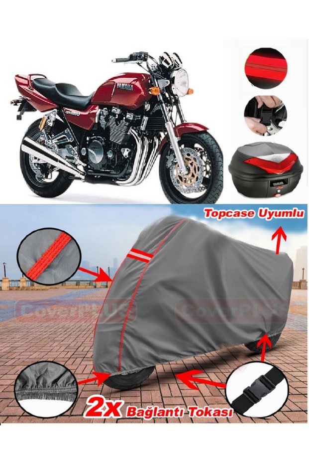 Yamaha Xjr 1200 Rear Bag Compatible Motor Tarpaulin Motorcycle Tarpaulin Red Stitched Gray