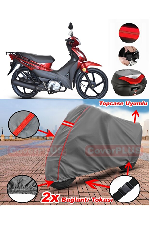 Kuba Rainbow Backpack Compatible Motor Tarpaulin Motorcycle Tarpaulin Red Stitched Gray