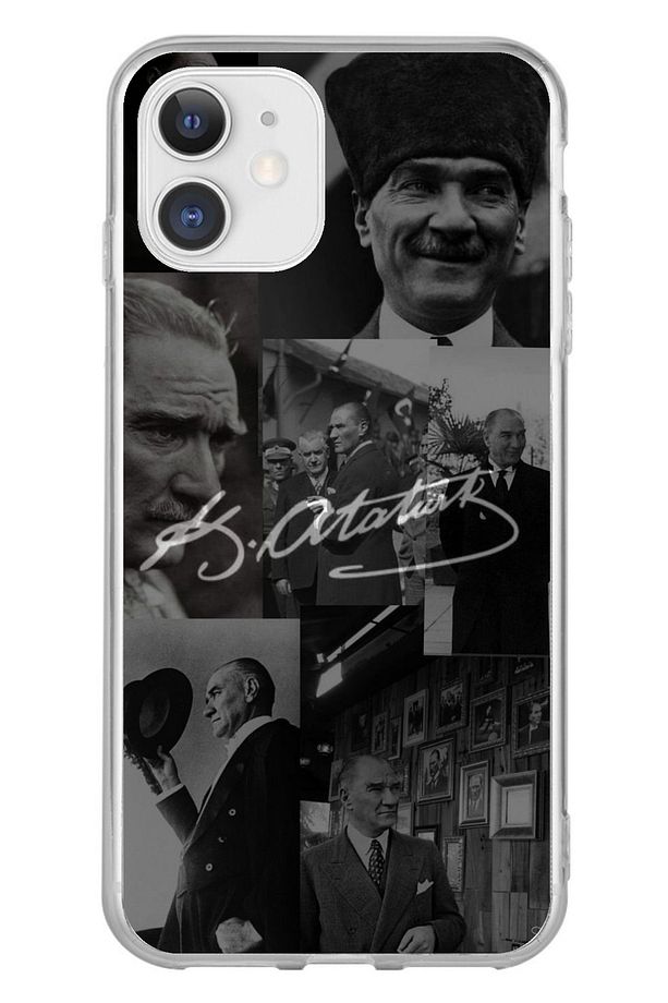 iPhone 11 Uyumlu Kemal Atatürk İmza Şeffaf Silikon Kılıf - 1