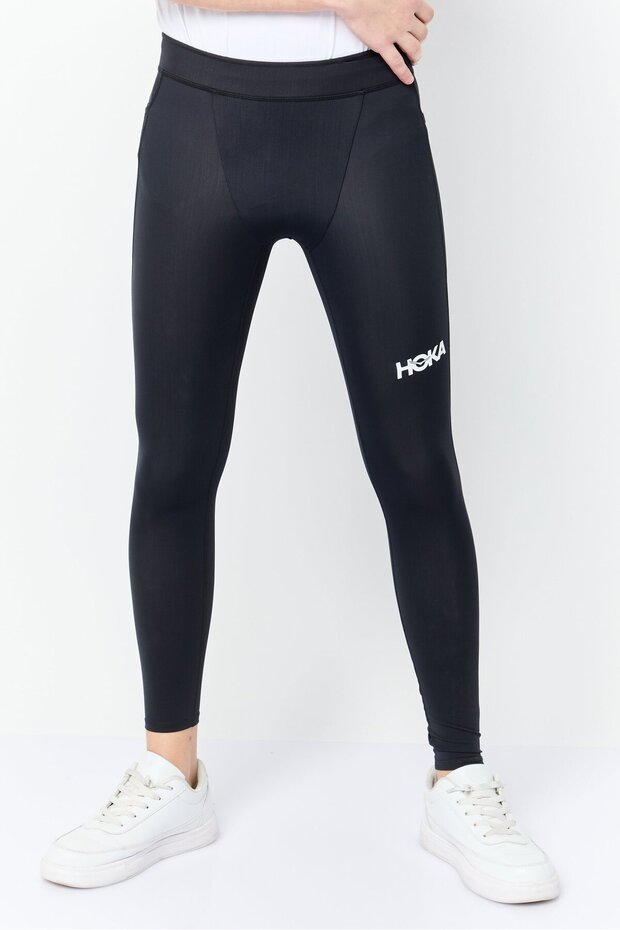 Men Sportswear Fit Brand Logo Training Tights, Black
