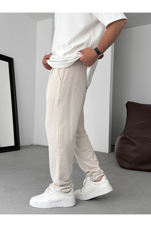 Bej İnce Regular Pamuk Pantolon YP-5022 - 5