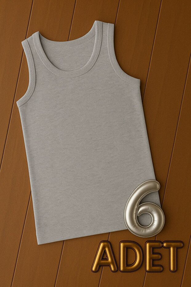 Boy's Combed Cotton Gray Undershirt Cotton 6 Pack